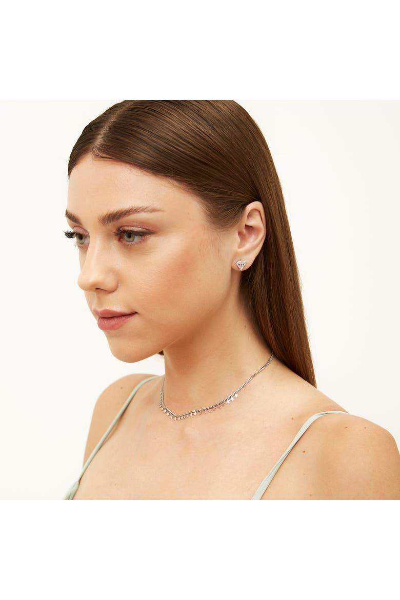 Sterling Silver Diamond Stud Earring, Alternate, color, Silver