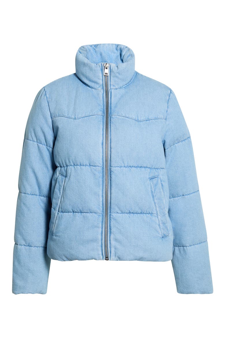 Western Denim Puffer Jacket, Alternate, color, LIGHT WASH DENIM