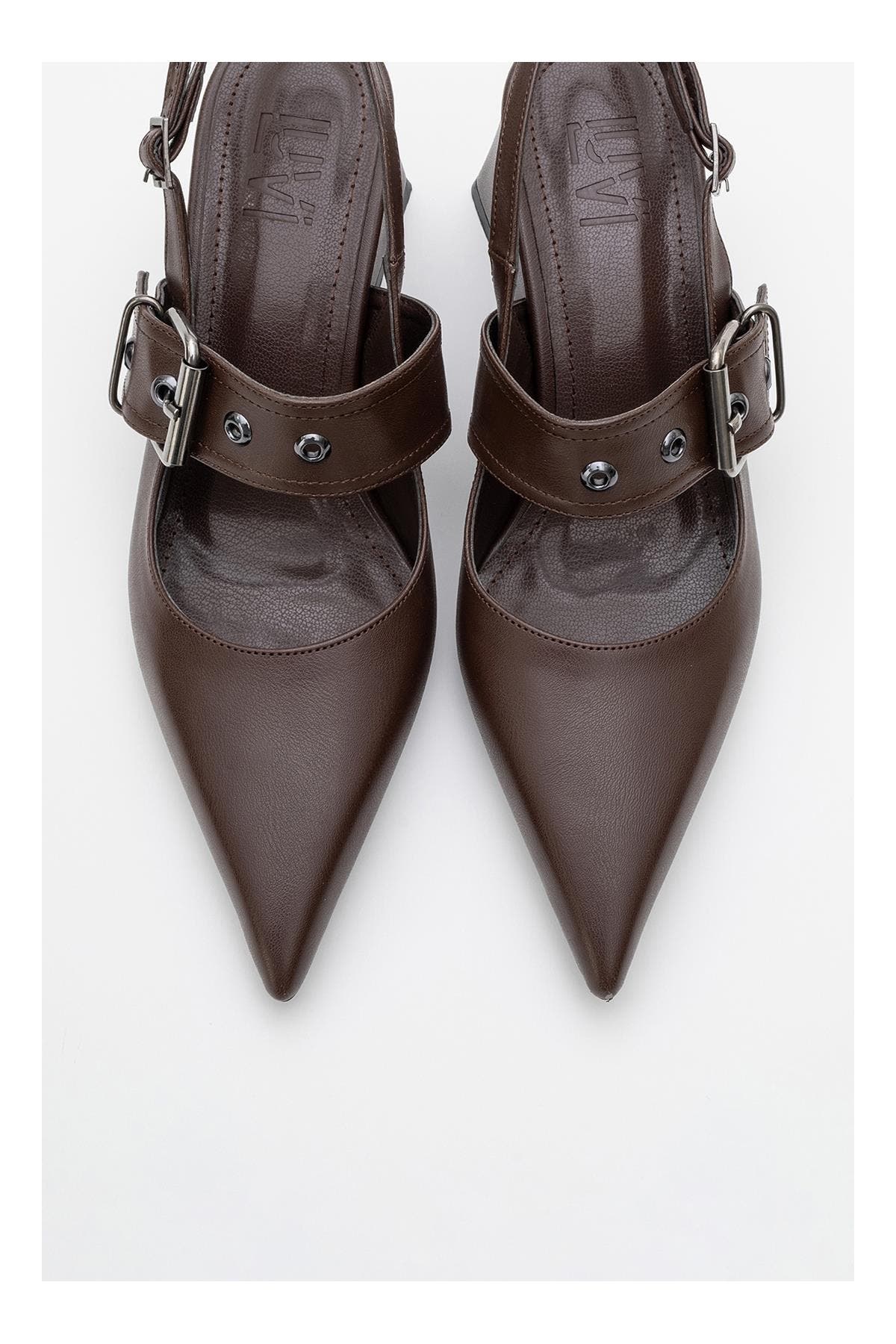 Prologue Shoes Nepido Pointed Toe Block Heel Pump, Alternate, color, Brown