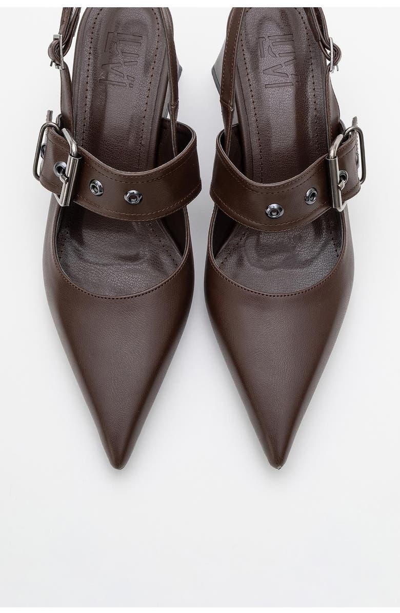 Prologue Shoes Nepido Pointed Toe Block Heel Pump, Alternate, color, Brown