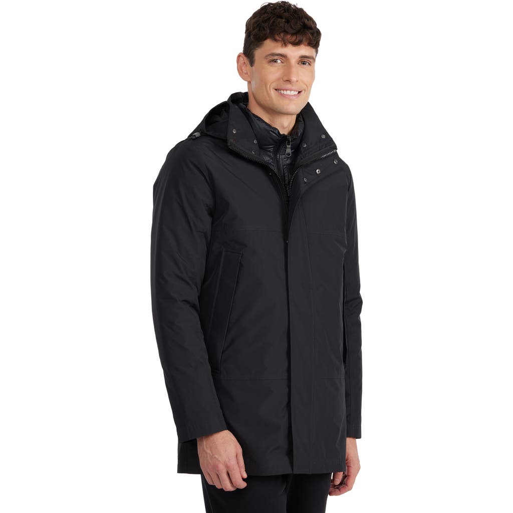 Pajar Altair Mid Length Parka With Welded Detail And Detachable Hood In Black