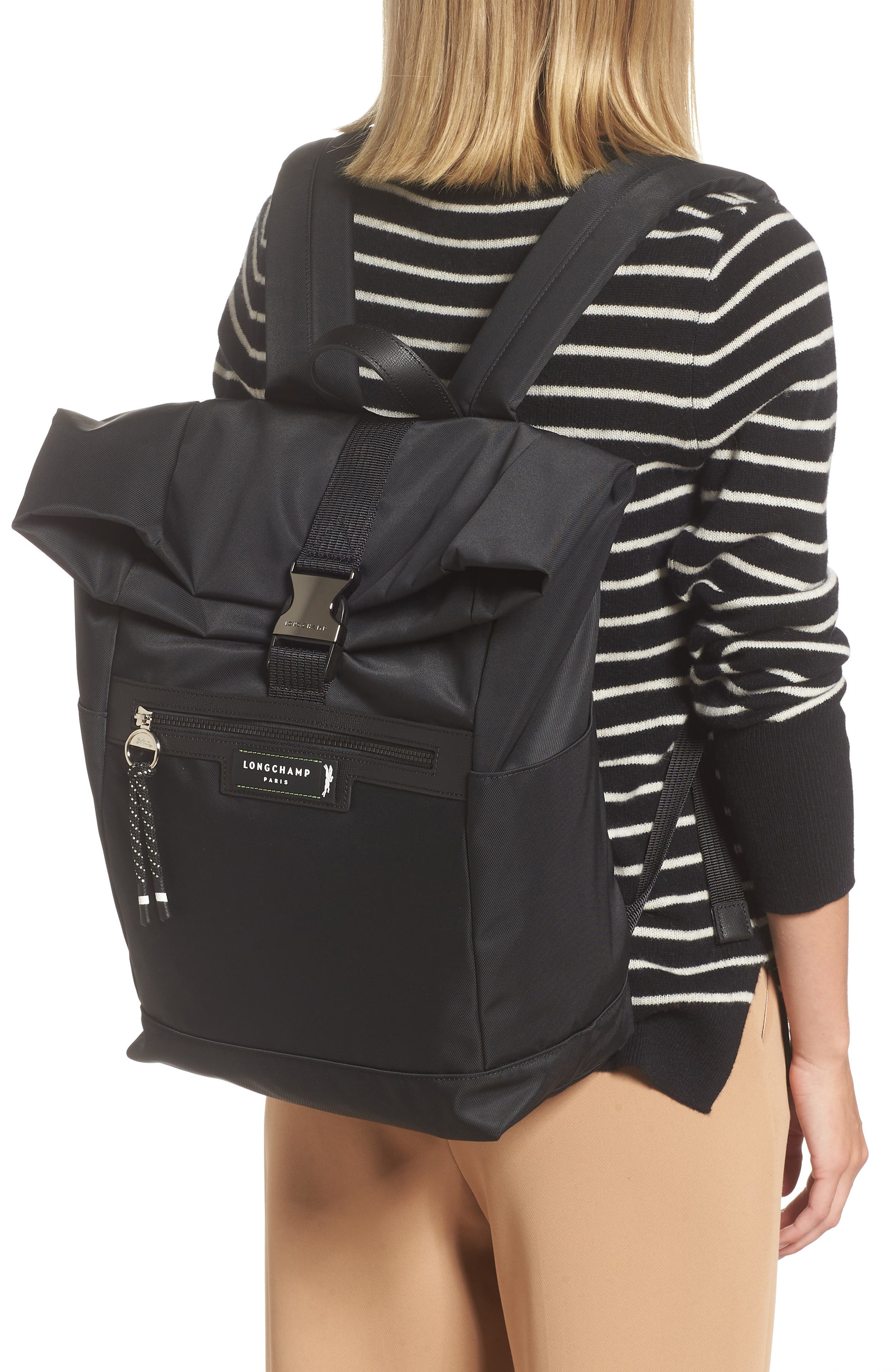 Longchamp Green District Flap Backpack, Alternate, color, 