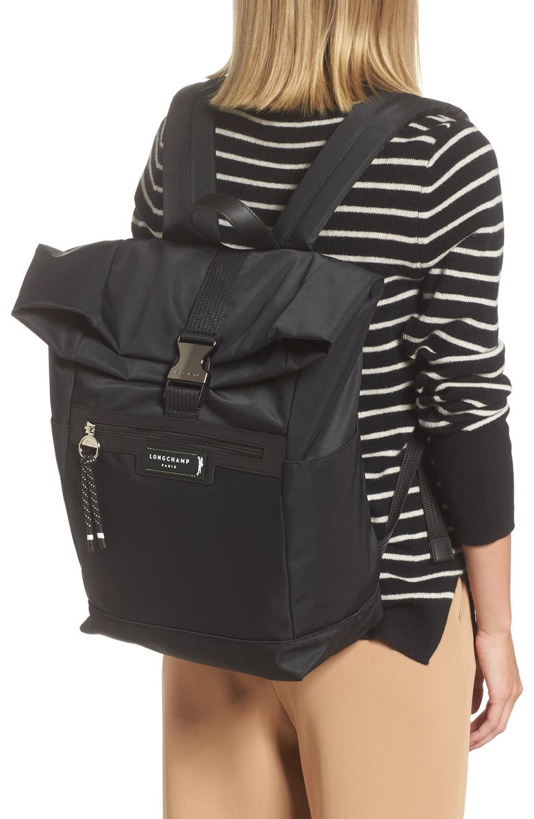 Longchamp Green District Flap Backpack, Alternate, color,