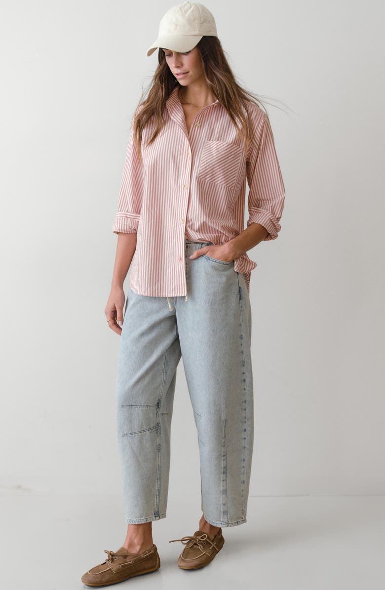 Marine Layer Ella Barrel Leg Drawstring Jeans, Alternate, color, Light Wash