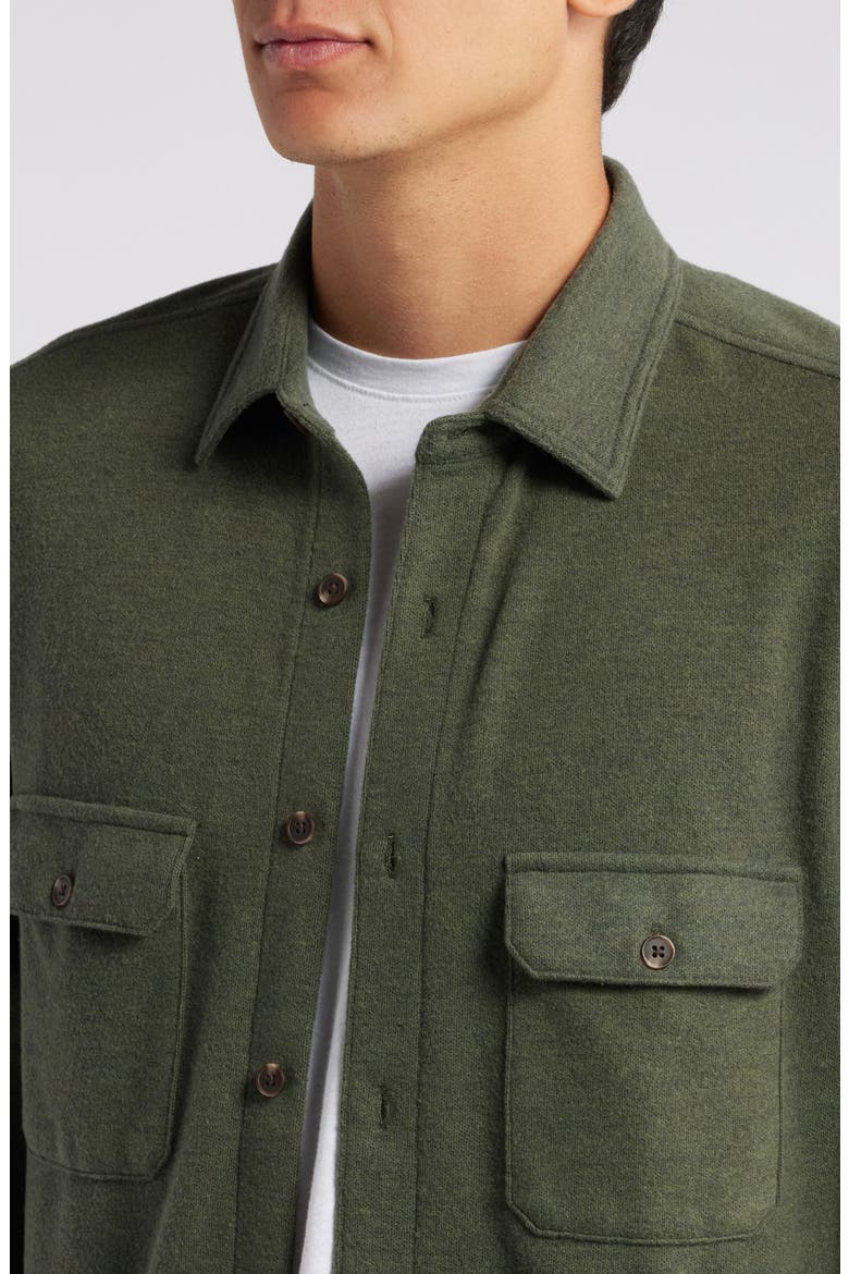 Knit Button-Up Shirt, Alternate, color, OLIVE NIGHT HEATHER