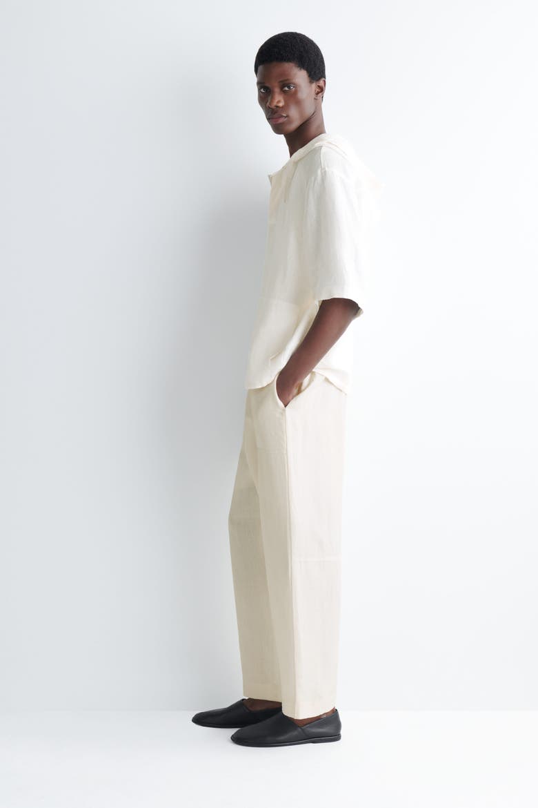 Linen Relaxed-fit Barrel-leg Pants, Alternate, color, OFF-WHITE
