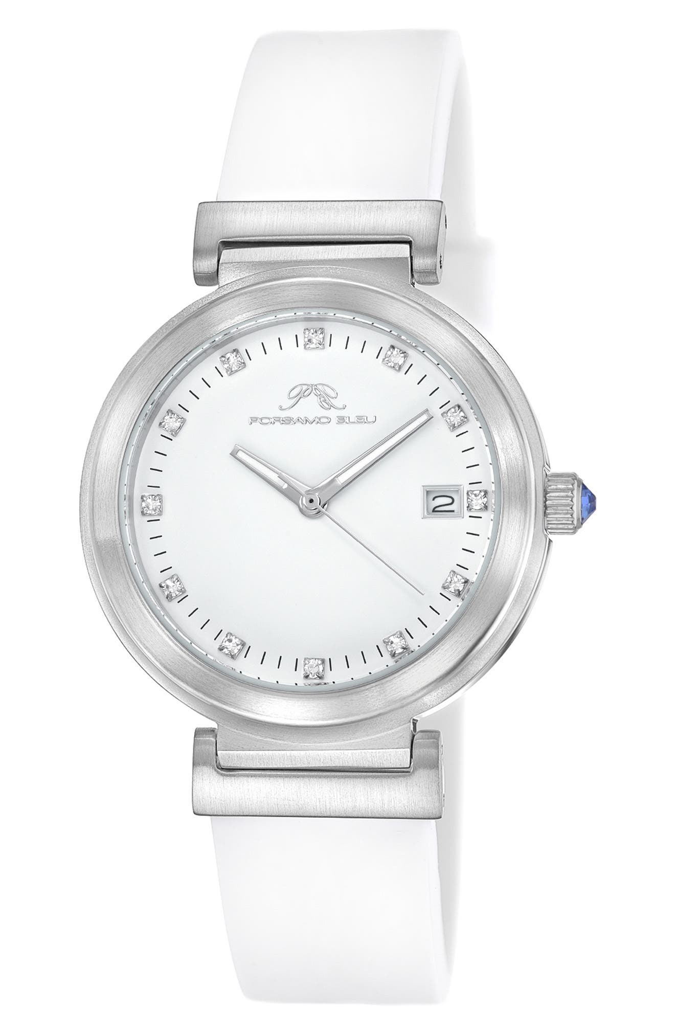 PORSAMO BLEU Women's Dahlia Silicone Strap Watch, 34mm