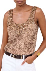 Lipsy Sequin Animal Print Top