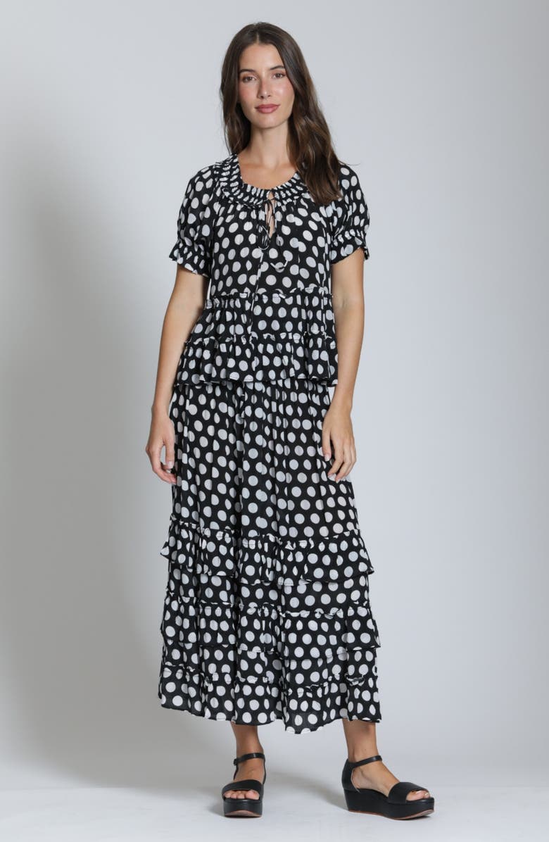 APNY Tiered Ruched Tie Neck Top, Alternate, color, 