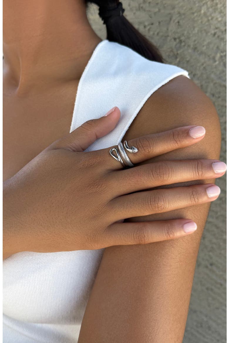 Curvy Snake Band Ring, Alternate, color, SILVER
