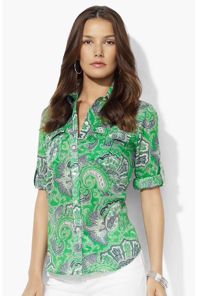 Fitted Work Shirt, Main, color, GREEN MULTI