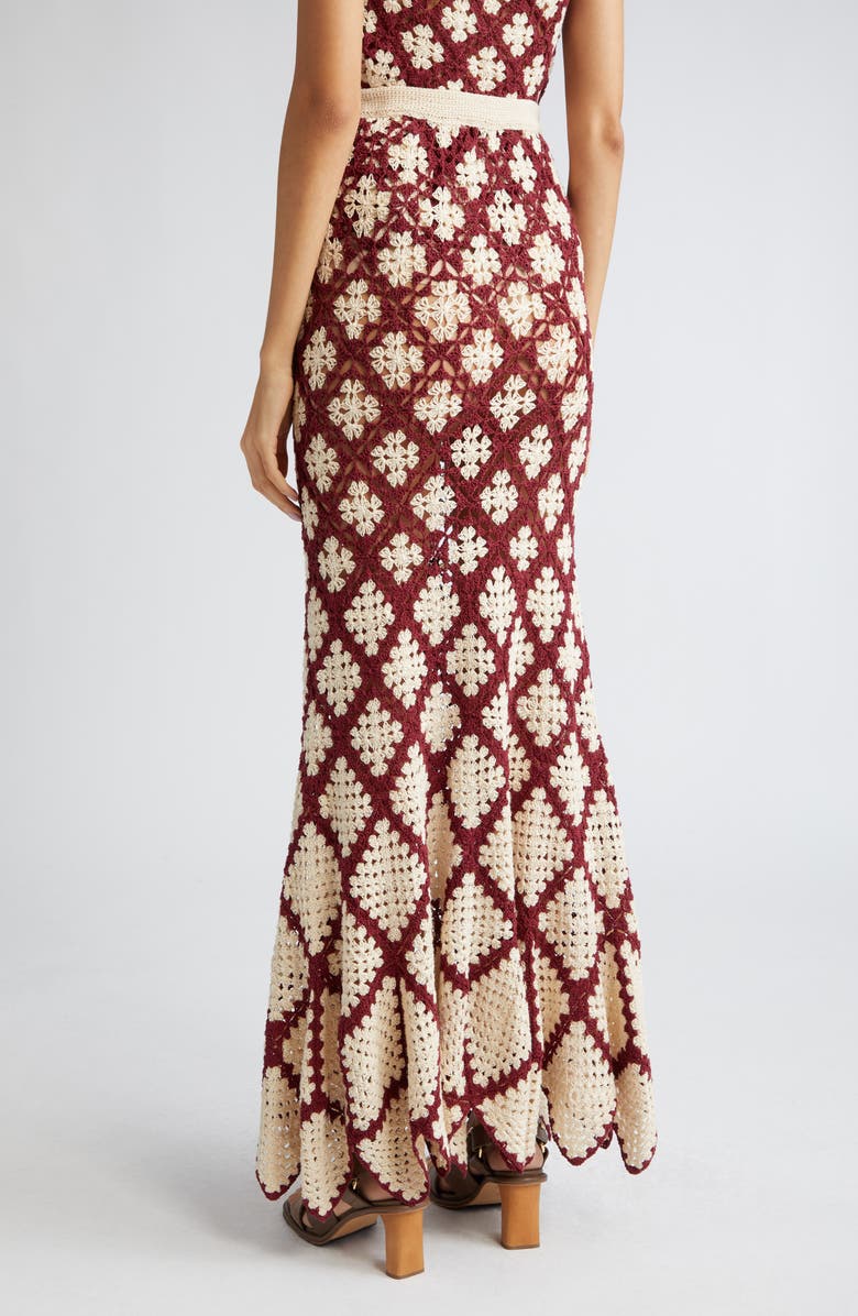 Ulla Johnson Summer Cotton Crochet Maxi Skirt, Alternate, color, Claret