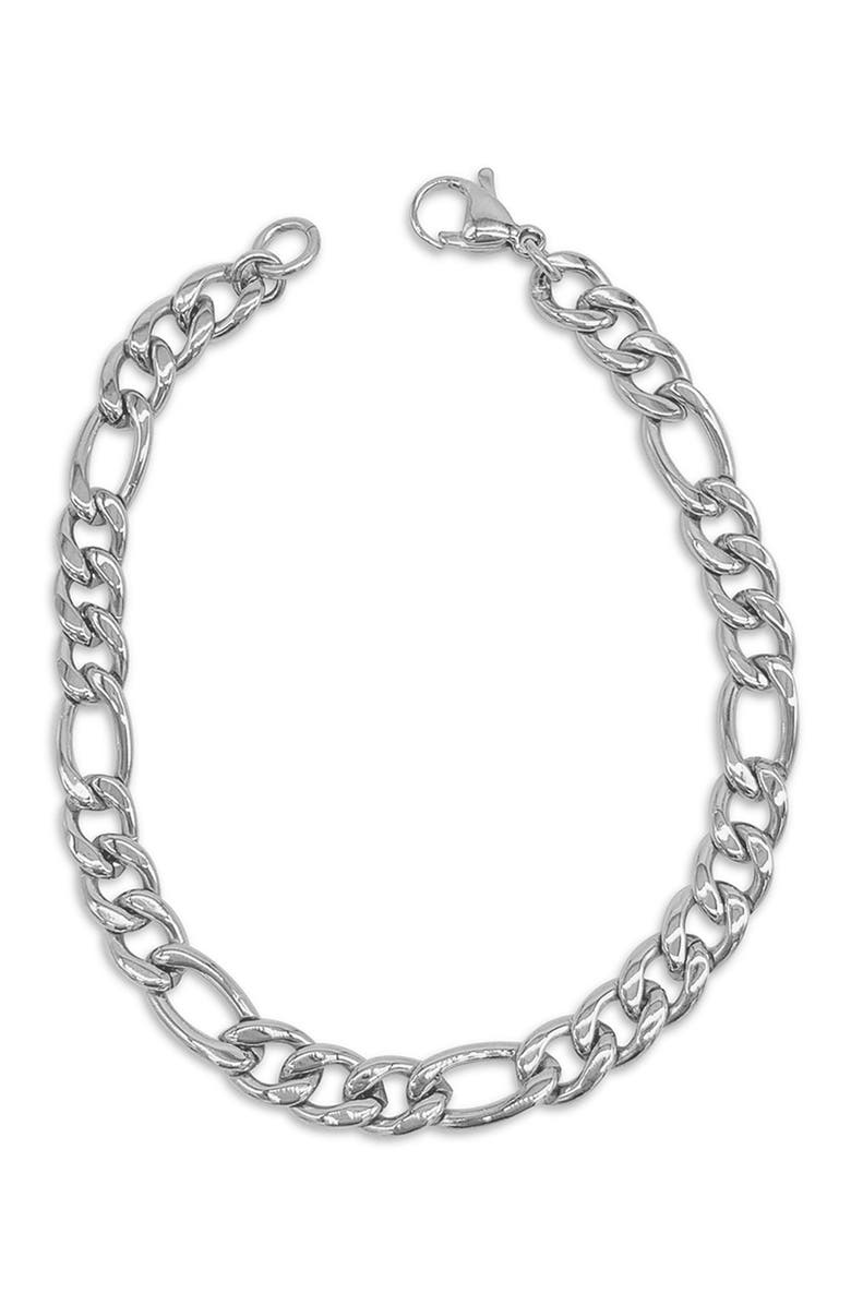 Adornia Men's Water Resistant Figaro Chain Bracelet, Main, color,