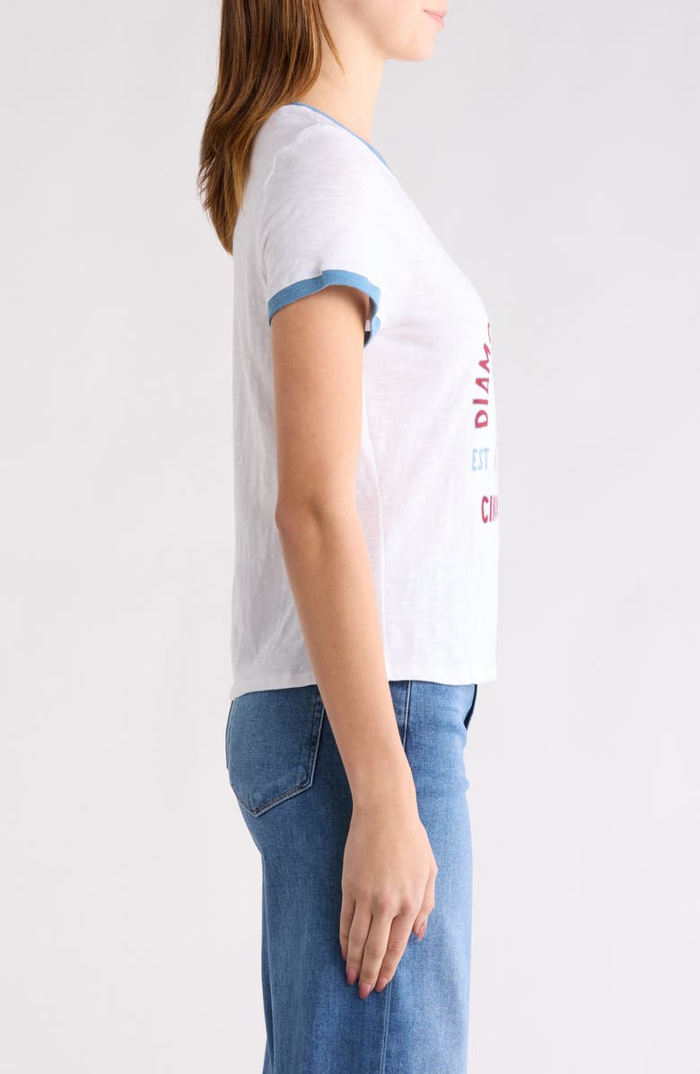 Cinq à Sept Diamond Cross Ranch Graphic Ringer T-Shirt, Alternate, color, White Multi