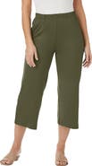 Jessica London Soft Ease Cotton Knit Cropped Wide Leg Pant