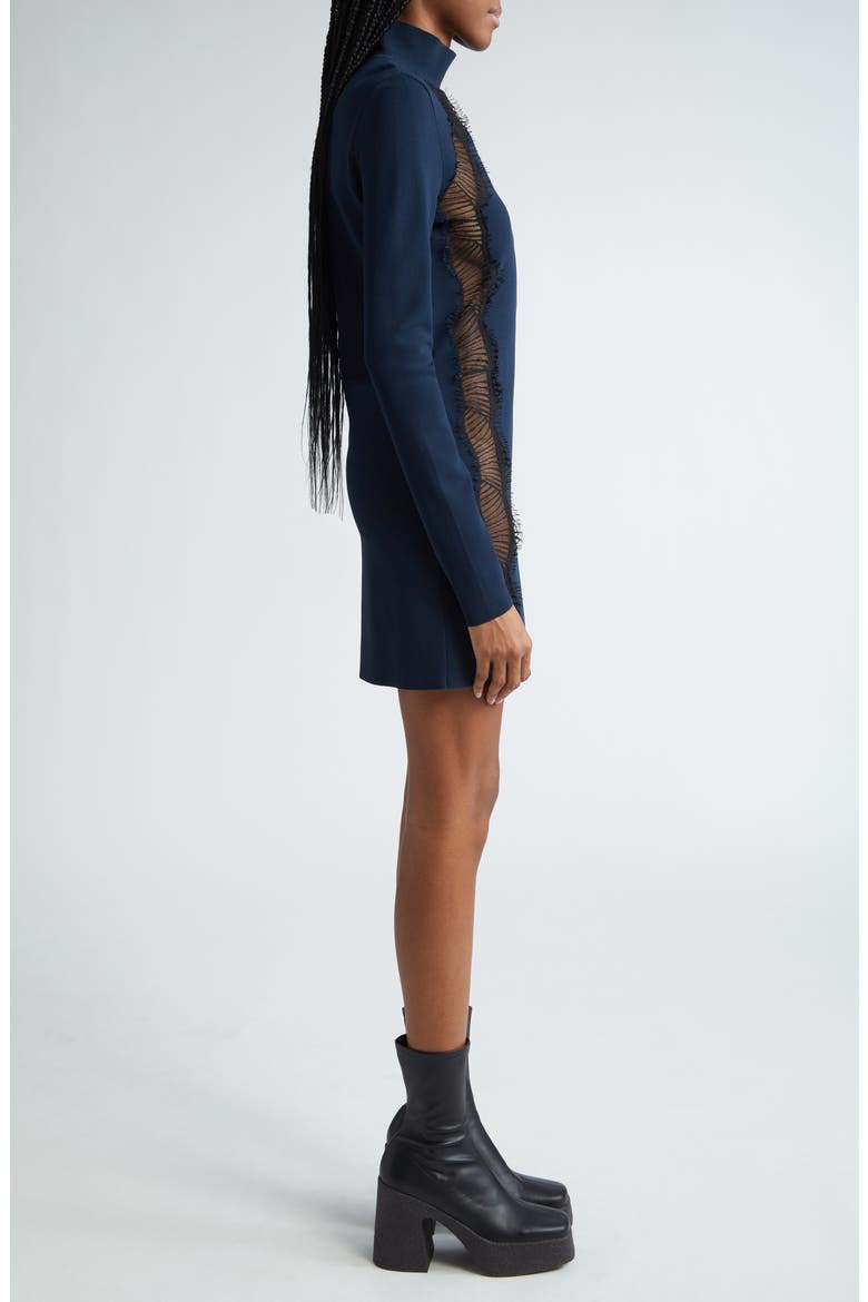 Lace Detail Cutout Long Sleeve Knit Dress, Alternate, color, NAVY