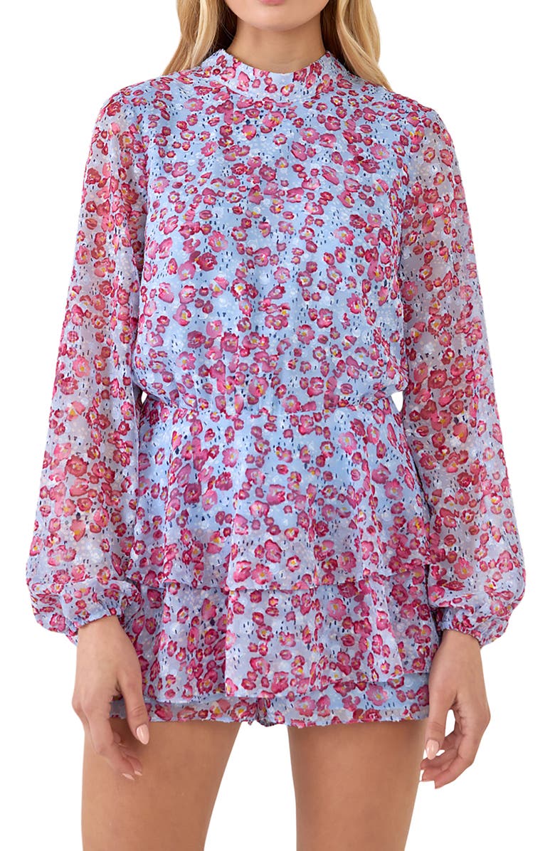 Endless Rose Floral Long Sleeve Romper, Alternate, color, 