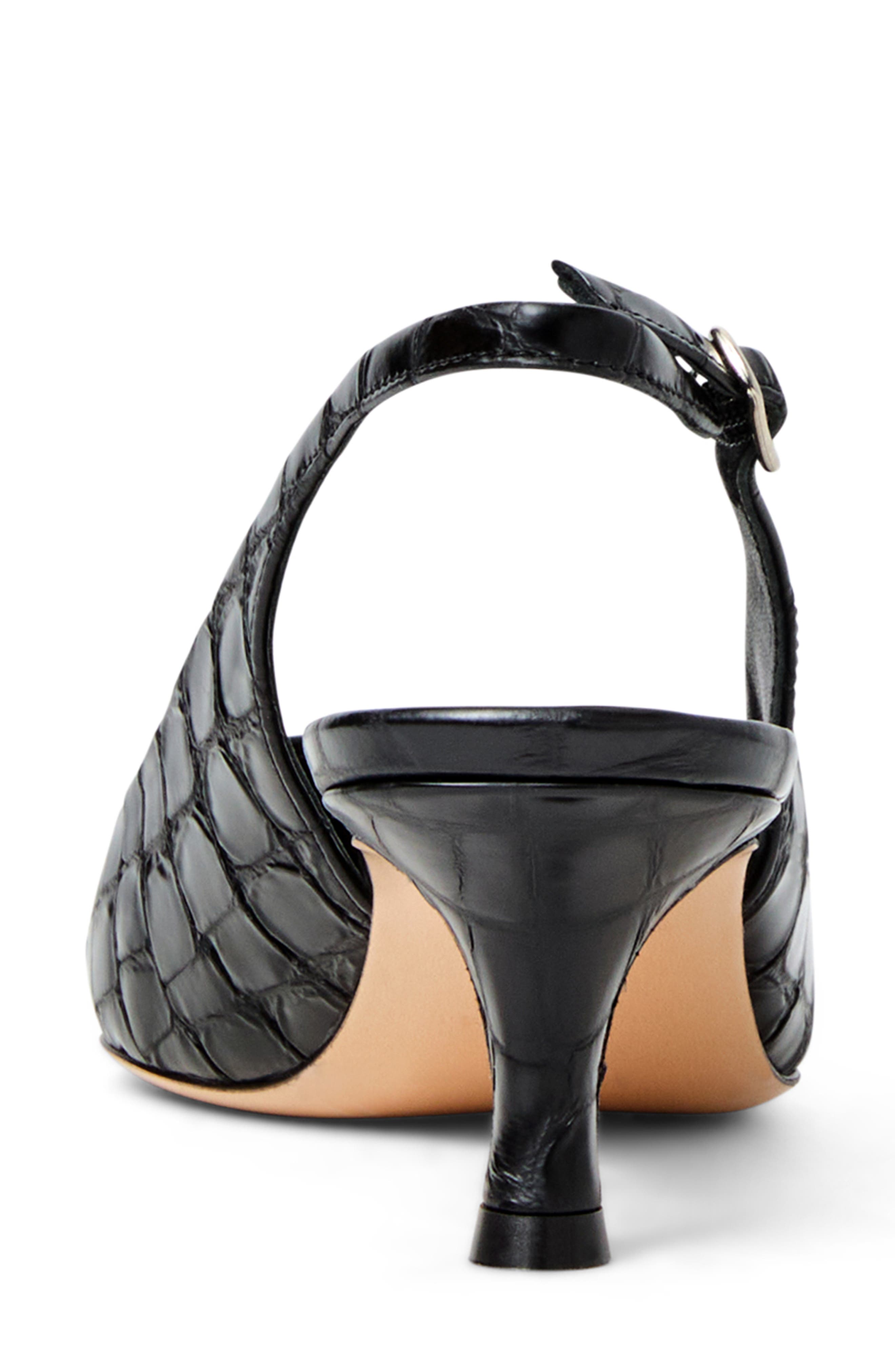 Bruno Magli Palerma Pointed Toe Kitten Heel Slingback Pump, Alternate, color, Black/ Croc