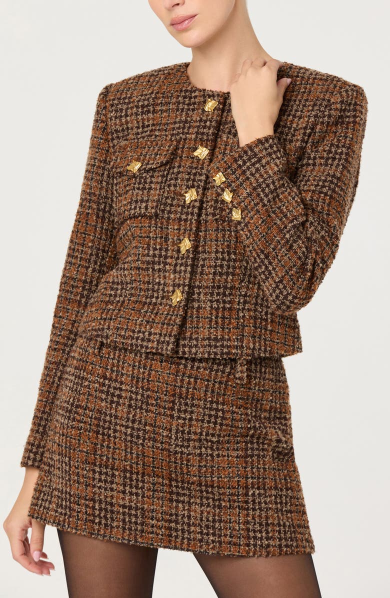 ASTR the Label Kyleigh Tweed Jacket, Alternate, color, Rust Brown
