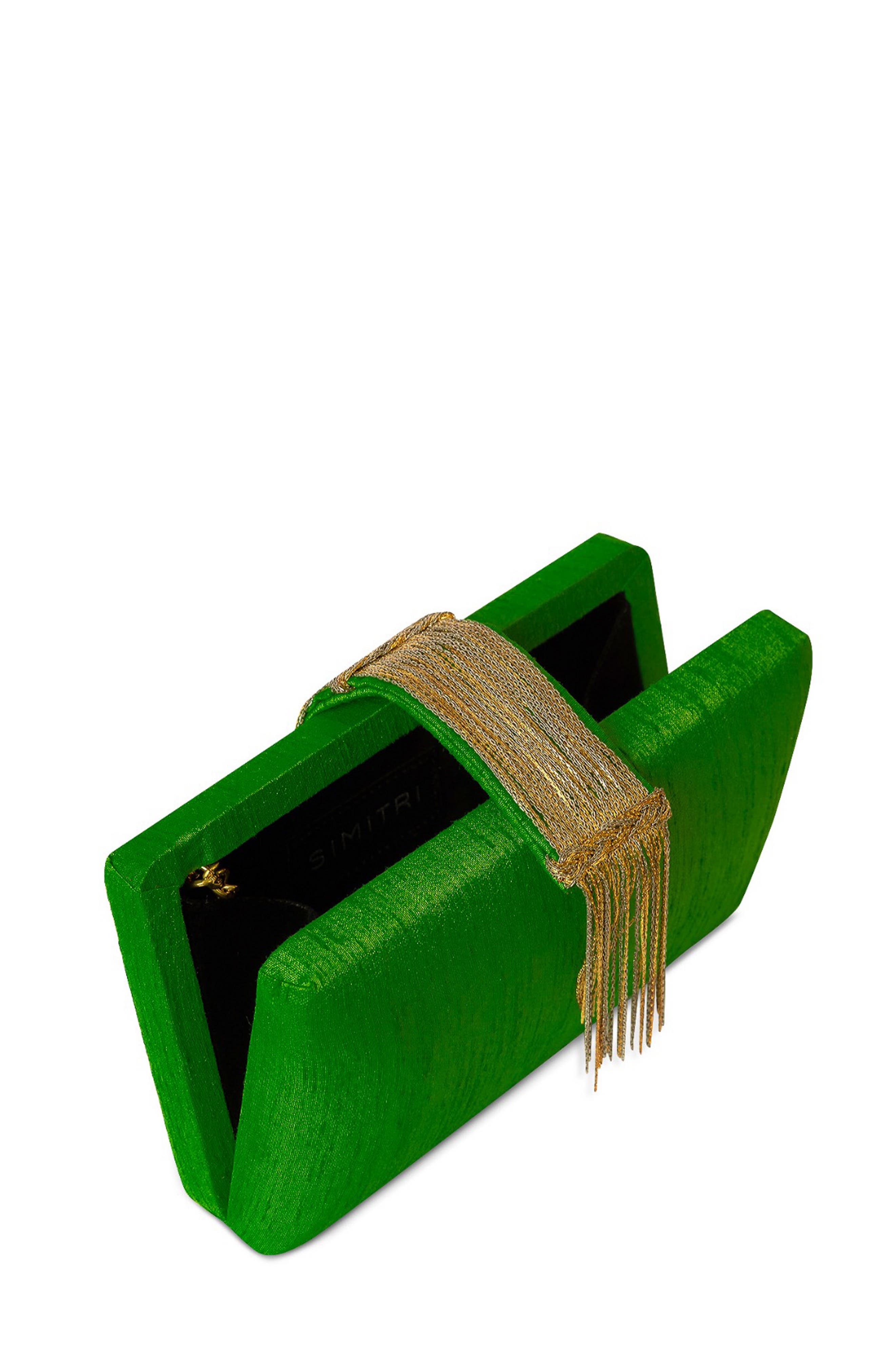 Simitri Fringe Clutch, Alternate, color, Moss