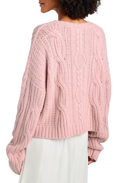 Splendid Cecilia Mixed Stitch Crewneck Sweater In Cotton Candy