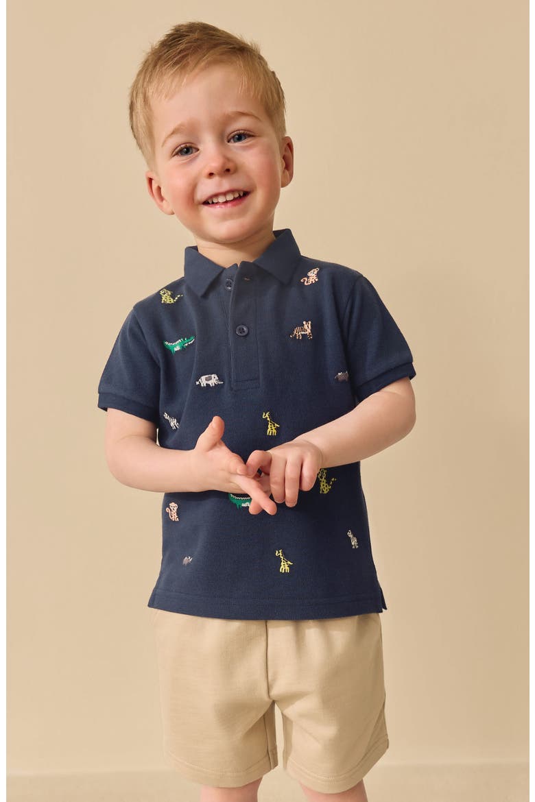 Kids' Safari Polo & Shorts Set, Alternate, color, BLUE