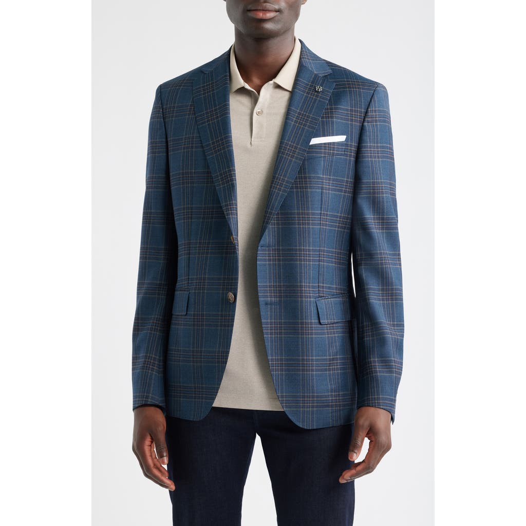 Hugo Boss Boss Hutson Slim Fit Plaid Virgin Wool Sport Coat In Blue