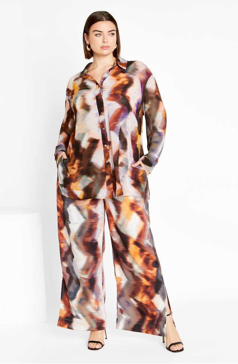 City Chic Mira Printed Wide Leg Pants, Alternate, color, Geo Print