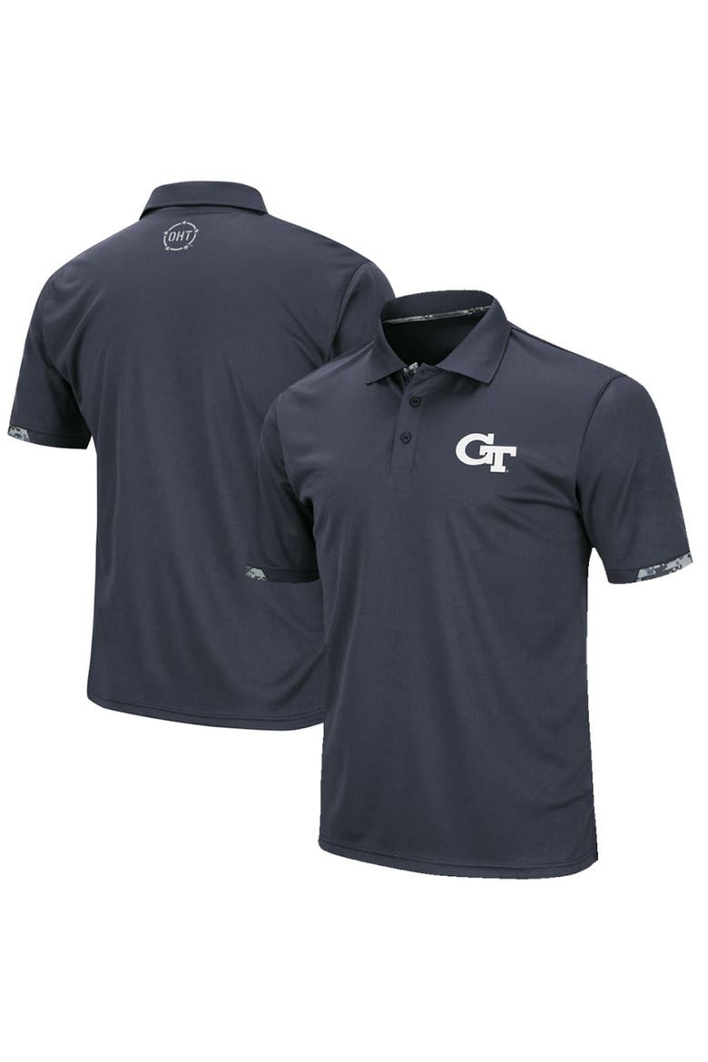 Men's Colosseum Charcoal Georgia Tech Yellow Jackets OHT Military Appreciation Digital Camo Polo, Main, color, Charcoal