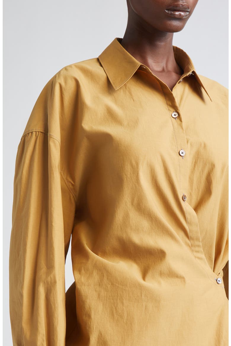 Twisted Cotton & Silk Button-Up Shirt, Alternate, color, CUMIN