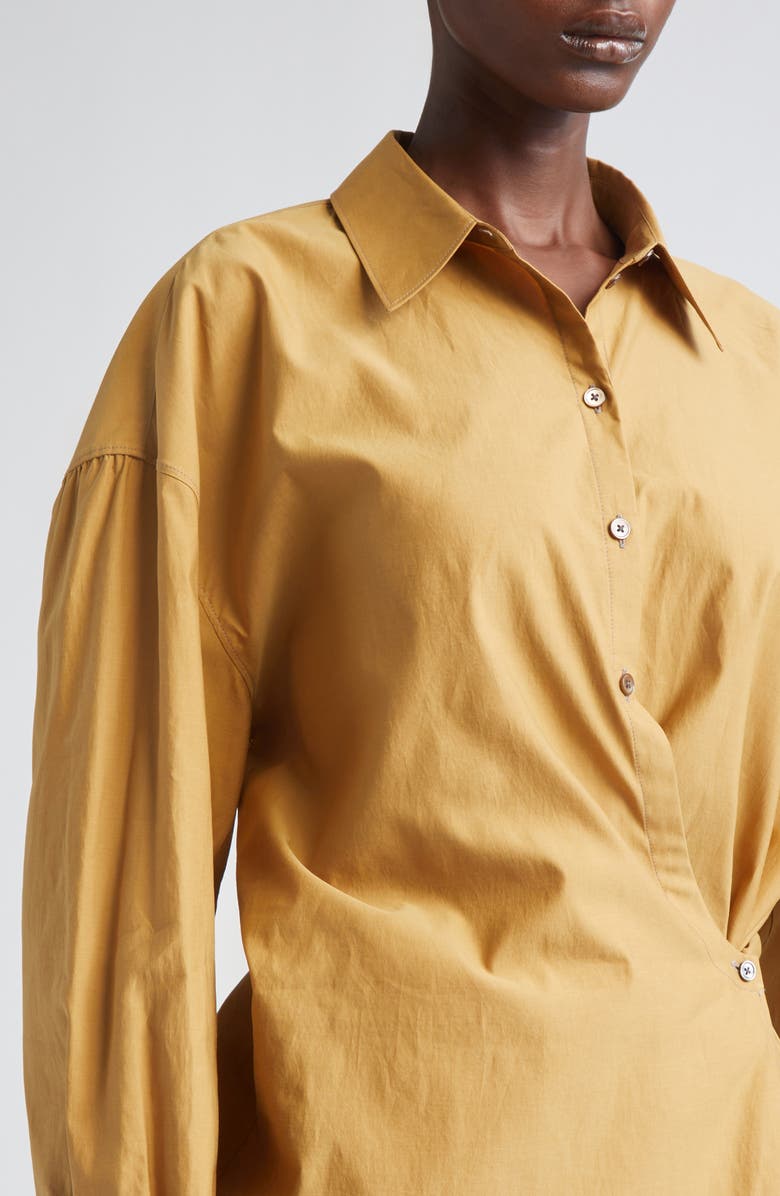 Lemaire Twisted Cotton & Silk Button-Up Shirt, Alternate, color, Cumin