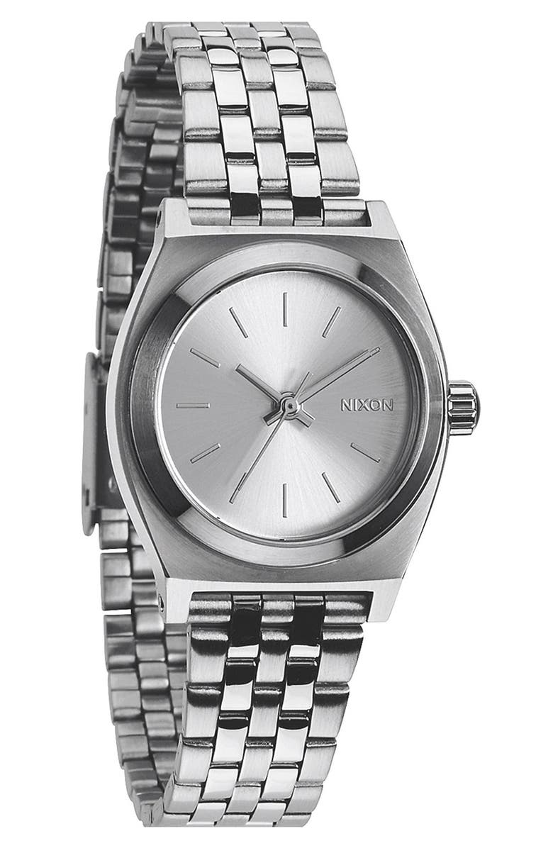 Nixon 'The Small Time Teller' Bracelet Watch, 26mm, Main, color, Silver