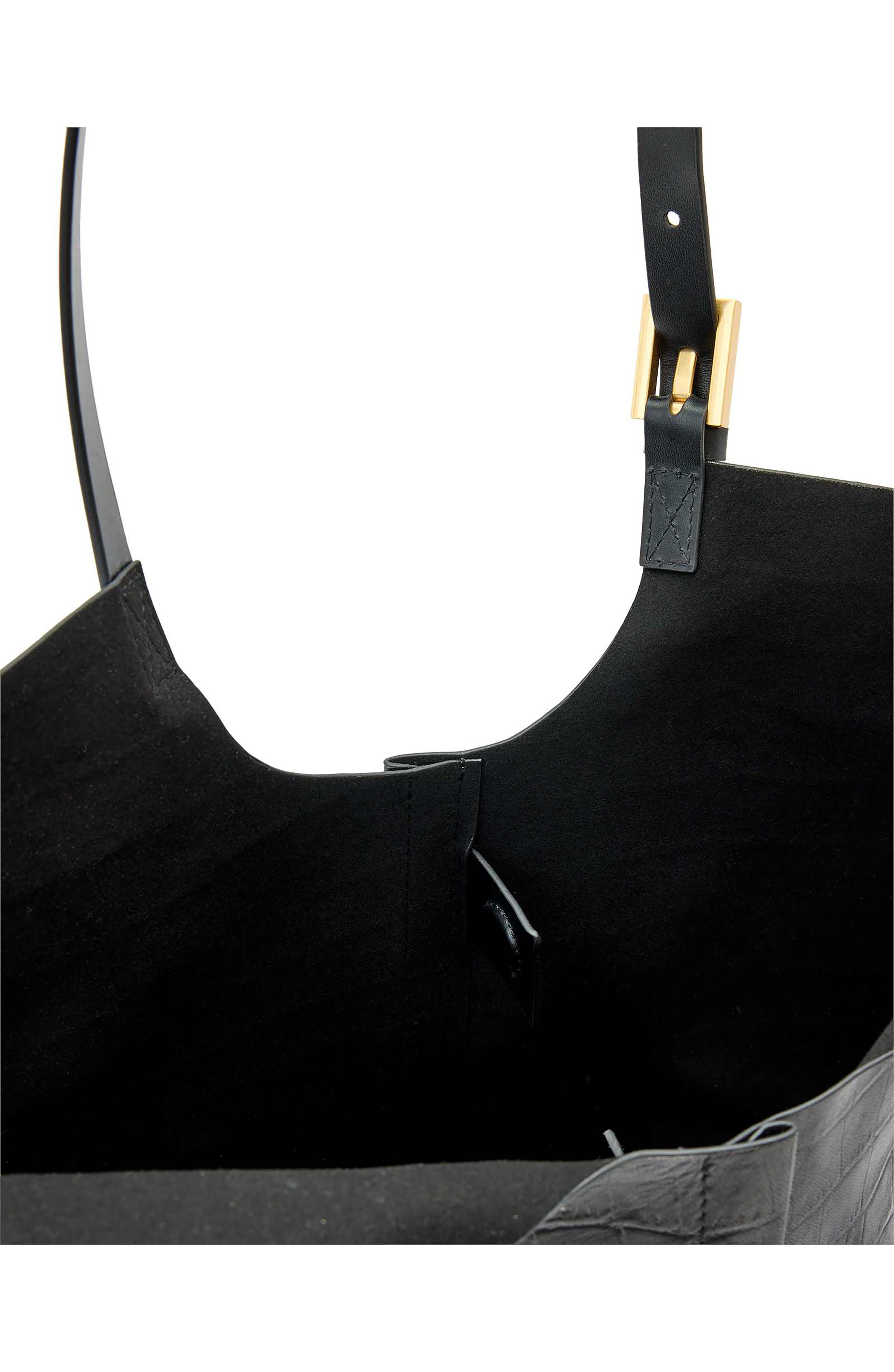 Ara Medium Croc Embossed Leather Tote, Alternate, color, BLACK