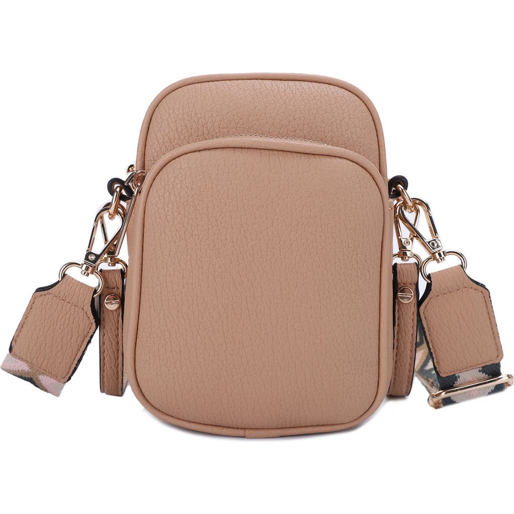 Mali + Lili Josephine Vegan Leather Crossbody Bag in Camel/Tri