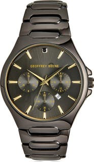 GEOFFREY BEENE Genuine Black Diamond Bracelet Watch, 41mm - 0.001ct.