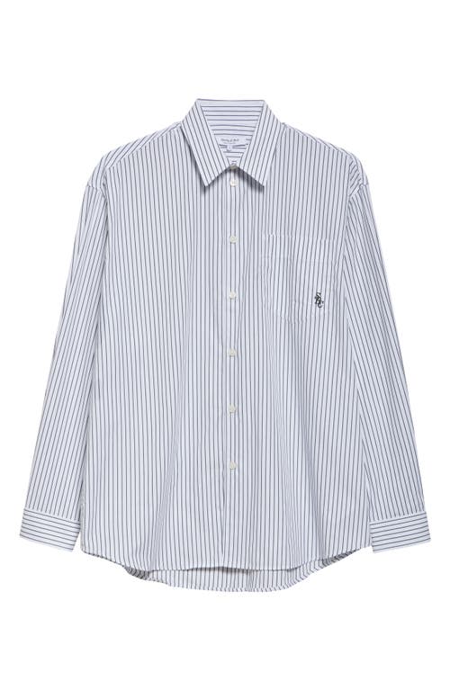 Sporty And Rich Sporty & Rich Src Stripe Oversize Cotton Poplin Button-up Shirt In Dark Green