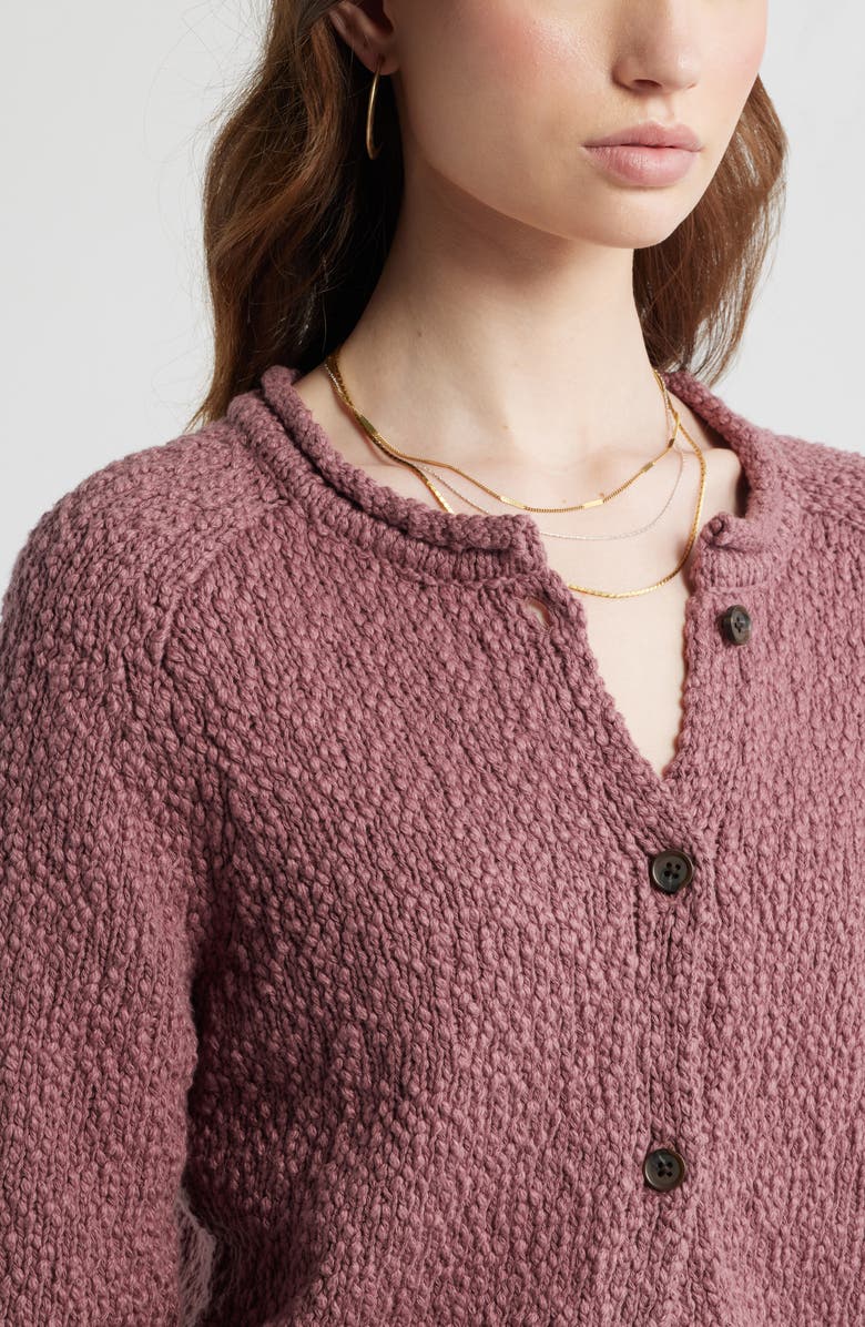 Treasure & Bond Fitted Textured Cotton Cardigan, Alternate, color, Brown Rose