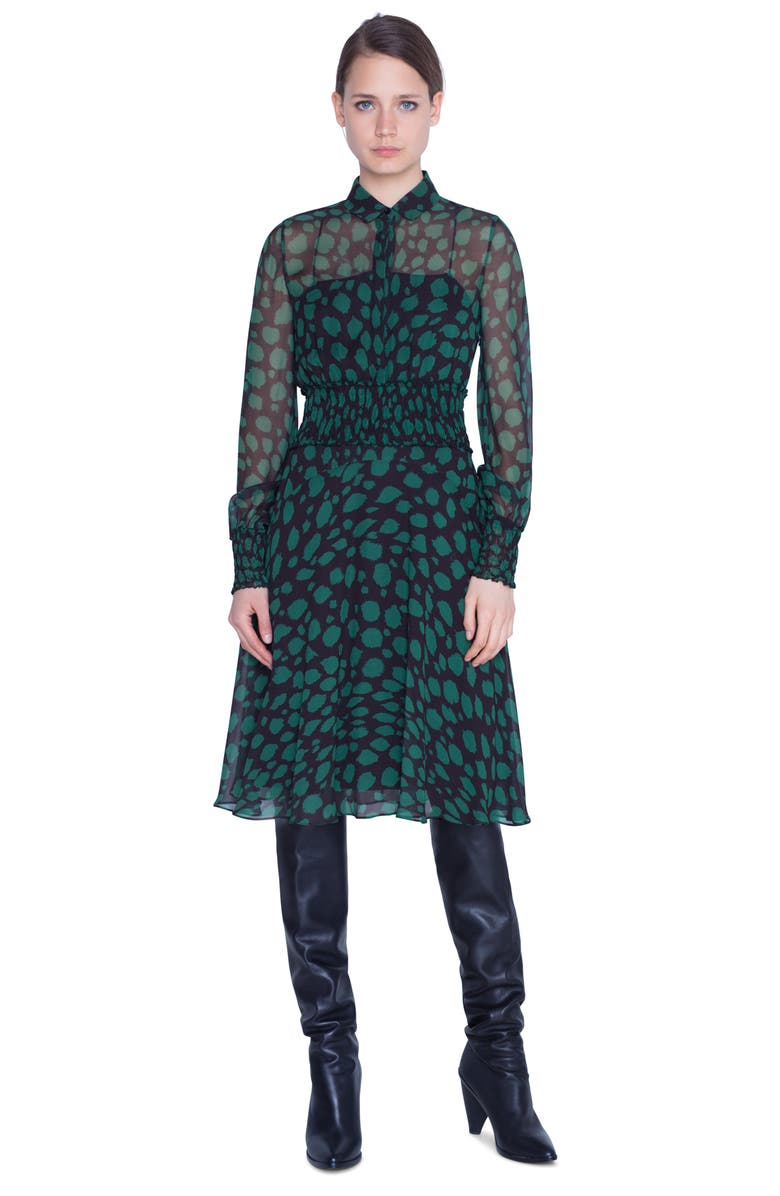 Akris punto Animal Dot Print Long Sleeve Dress, Alternate, color, 