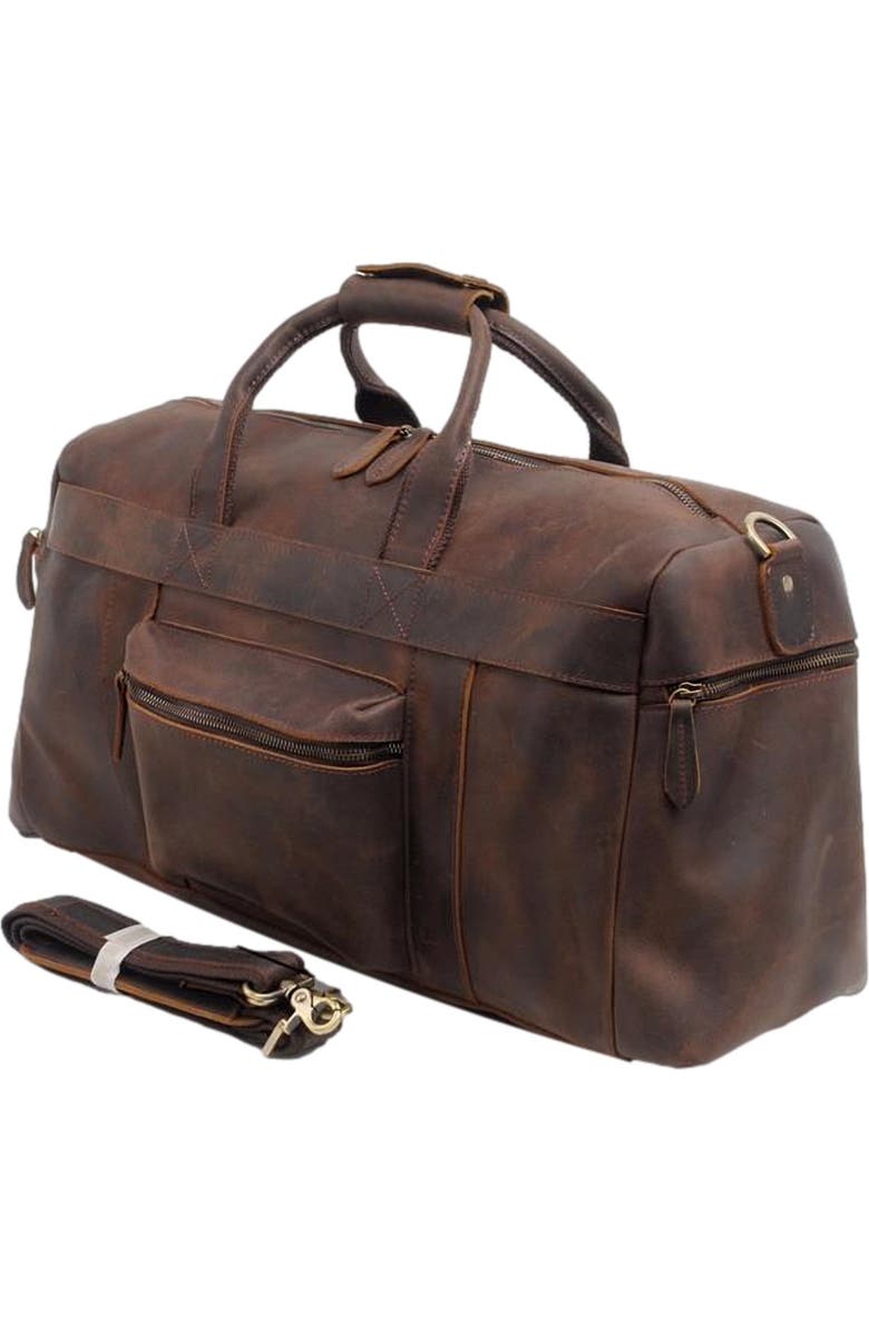 STEEL HORSE LEATHER The Asta Weekender | Handcrafted Leather Duffle Bag, Alternate, color, Dark Brown