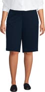 Lands' End Plus Size Elastic Back Classic 12" Chino Oxford Stripe Shorts