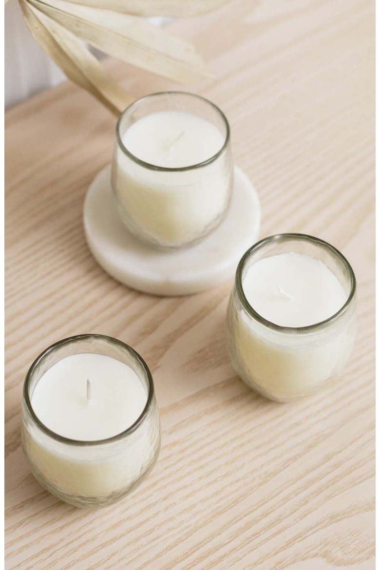 Pebbled Filled Votive Candles - Set of 3, Alternate, color, White