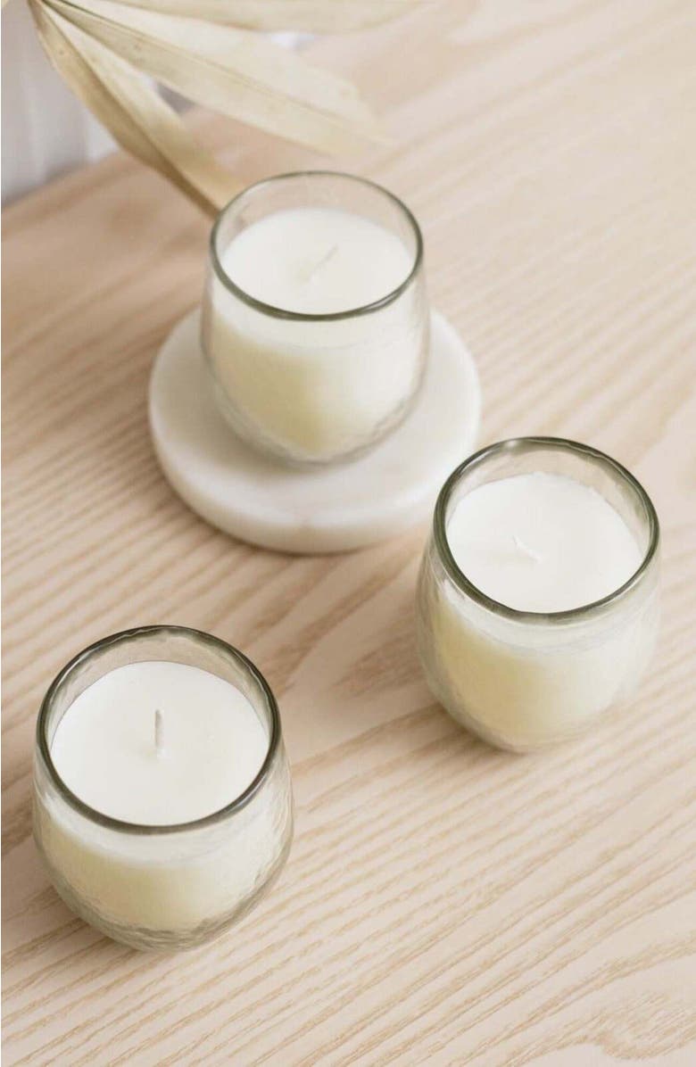 The Collective Home Pebbled Filled Votive Candles - Set of 3, Alternate, color, White