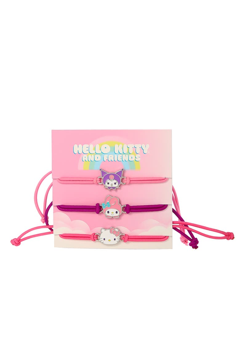 Cord Bracelet with Kuromi, My Melody, Hello Kitty, 3 Piece Set, Alternate, color, Pink