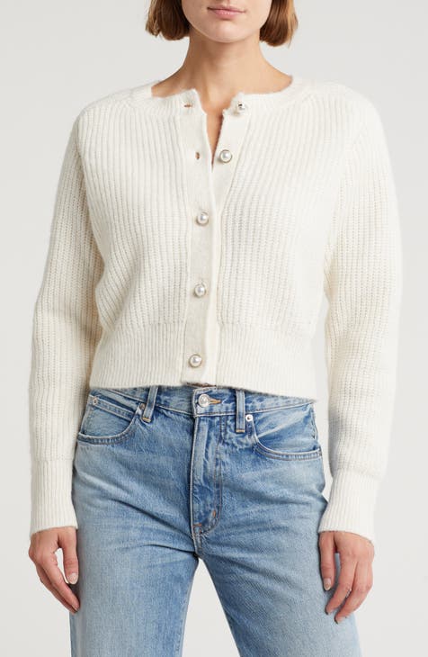 Imitation Pearl Cardigan Sweater