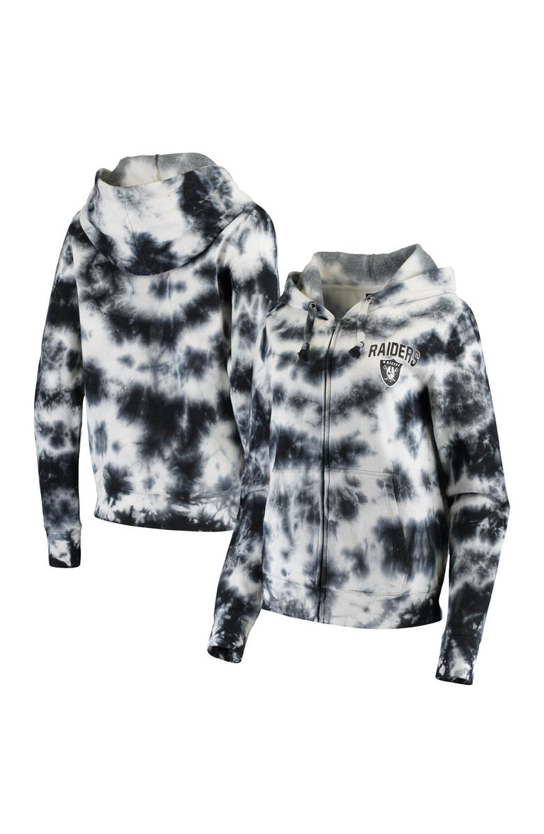 New Era Women's New Era Black Las Vegas Raiders Tie Dye Fleece Full-Zip Hoodie, Main, color, 