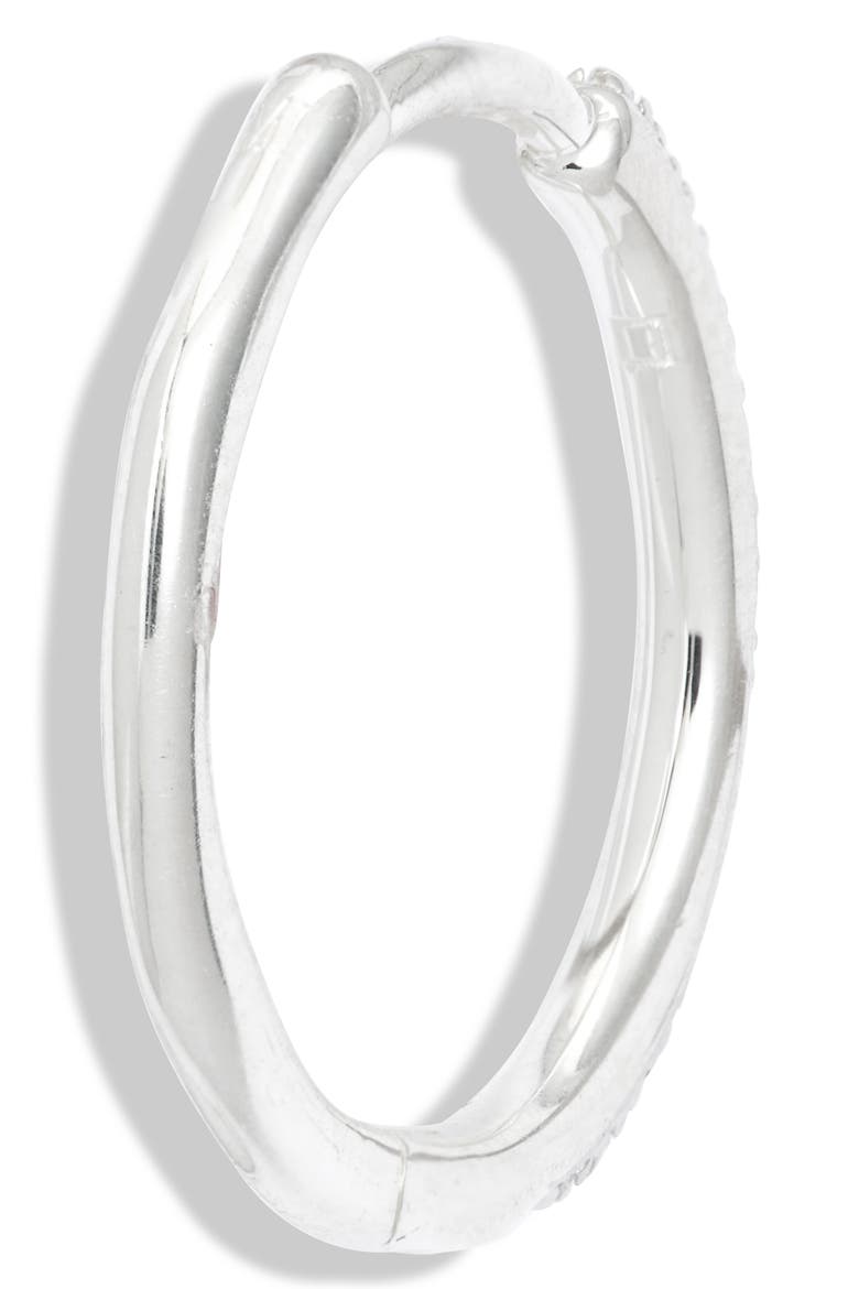 Small Riva Wave Diamond Hoop Earrings, Alternate, color, SILVER