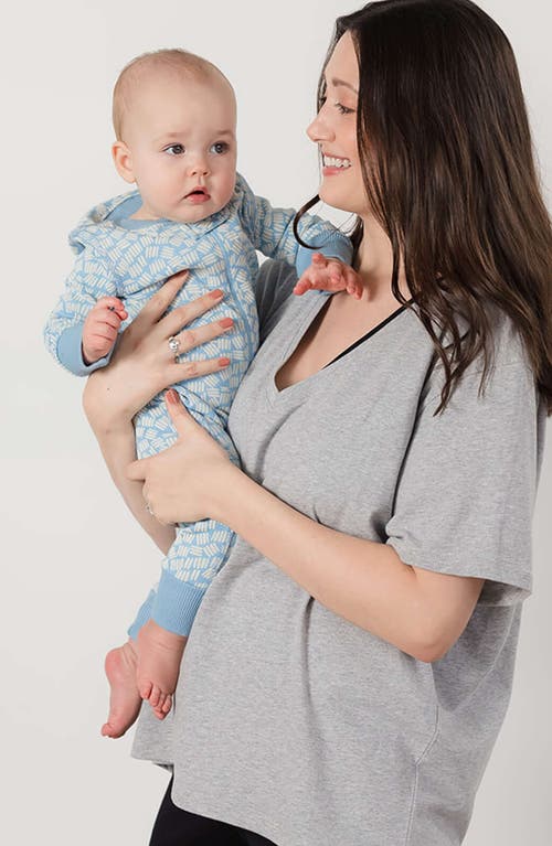Mightly 100% Organic Cotton Print Snug Fit Baby Pajamas In Chambray Twig