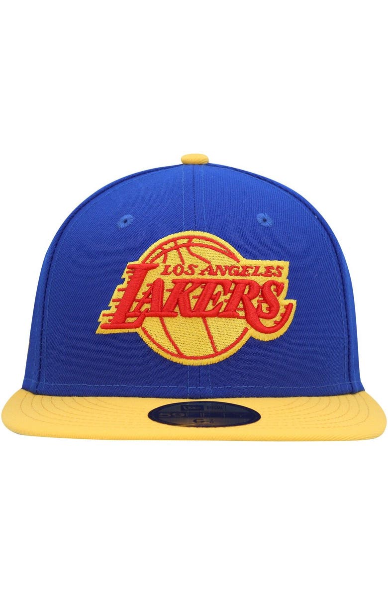New Era Men's New Era Blue Los Angeles Lakers Side Patch 59FIFTY Fitted Hat, Alternate, color, 