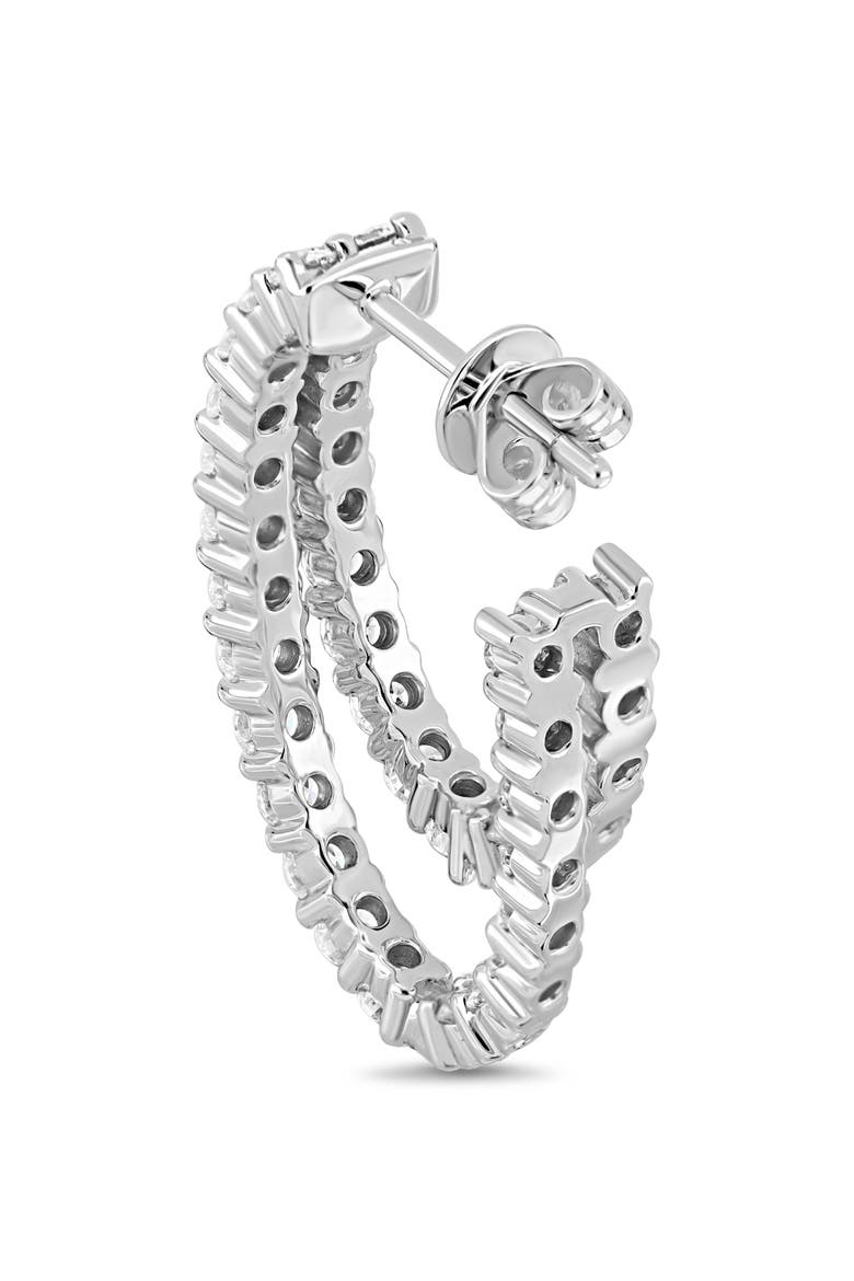 18K Gold Audrey Diamond Double Hoop Earrings, Alternate, color, 18K WHITE GOLD