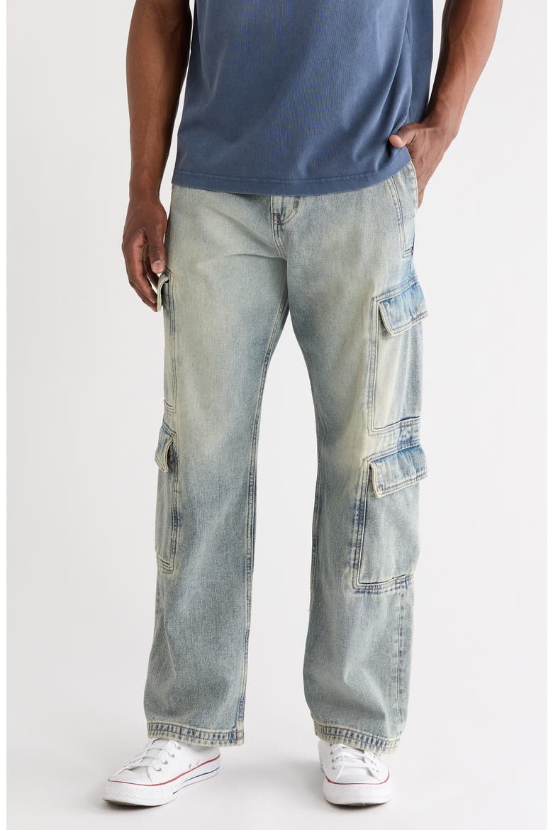 Clark Baggy Cargo Jeans, Main, color, MEDIUM INDIGO